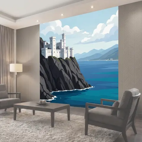 Фотообои Крепость на скале над морем