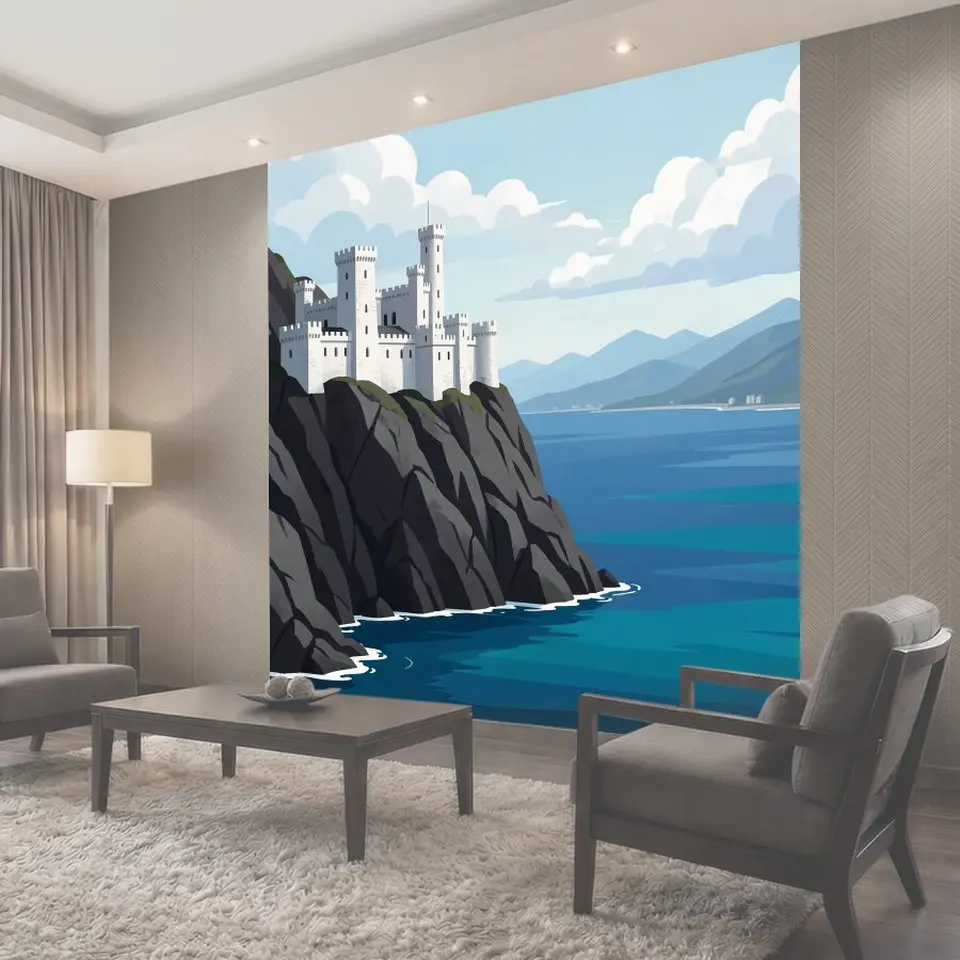 Фотообои Крепость на скале над морем