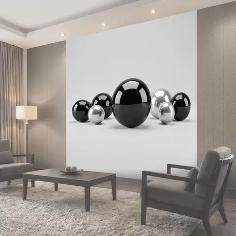 Фотообои Черно-белые глянцевые сферы