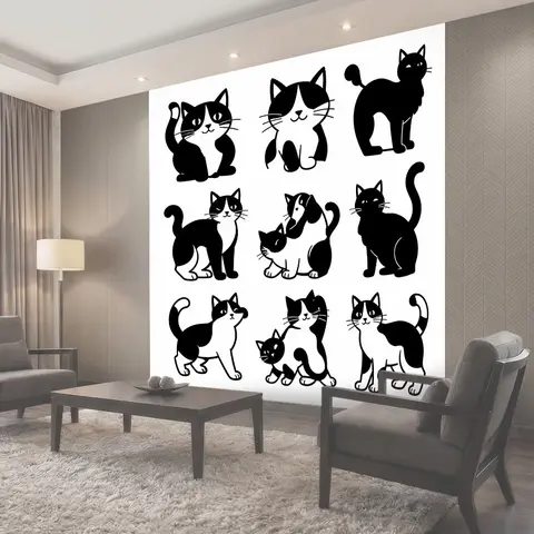 Фотообои Черно-белые коты и котята