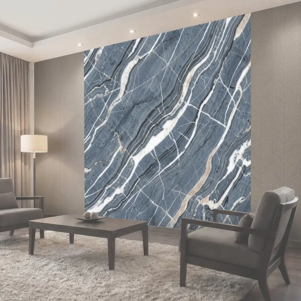 Фотообои Сине-серые мраморные прожилки