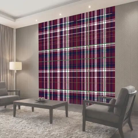 Фотообои Бордовая клетка тартан с зелёными линиями