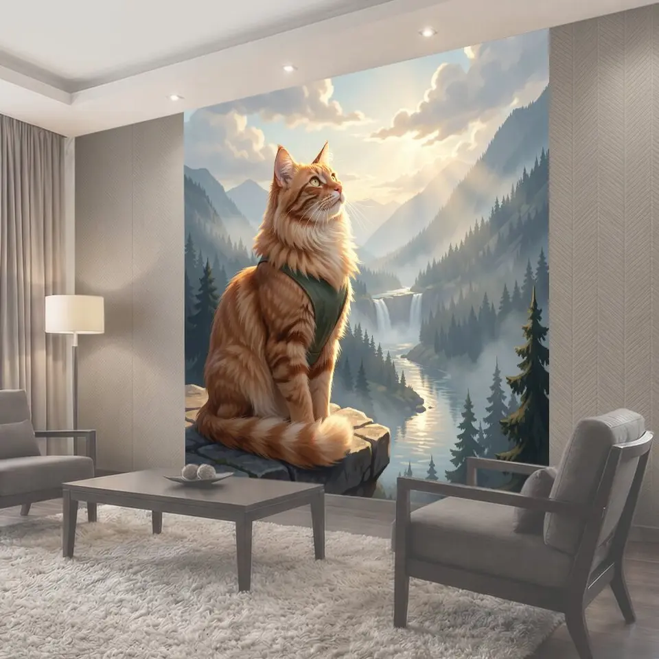 Фотообои Рыжий кот на горном уступе