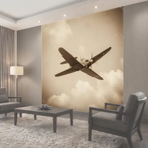 Фотообои Истребитель в облачном небе