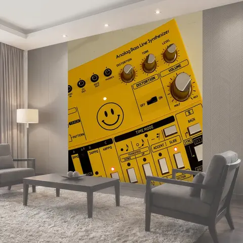 Фотообои Behringer TD-3 Желтый синтезатор музыкальный инструмент инструменты Музыка группа группы оборудование бас…