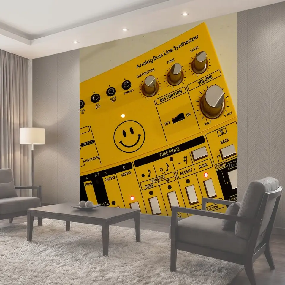 Фотообои Behringer TD-3 Желтый синтезатор музыкальный инструмент инструменты Музыка группа группы…