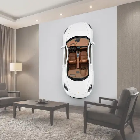 Фотообои Белый спортивный автомобиль сверху