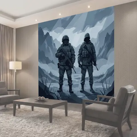 Фотообои Вооружённые солдаты в горах