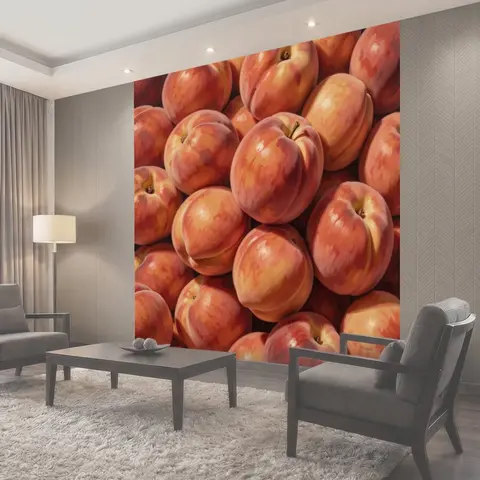 Фотообои Спелые персики крупным планом