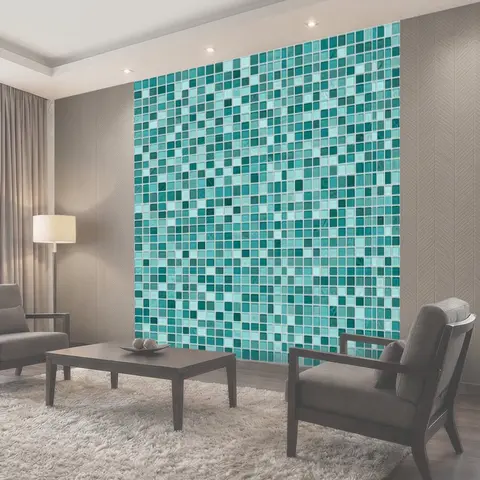 Фотообои Мозаичный бирюзовый геометрический паттерн