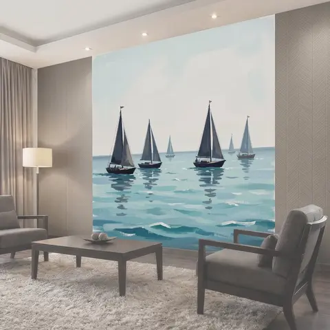 Фотообои Парусные лодки на спокойном море