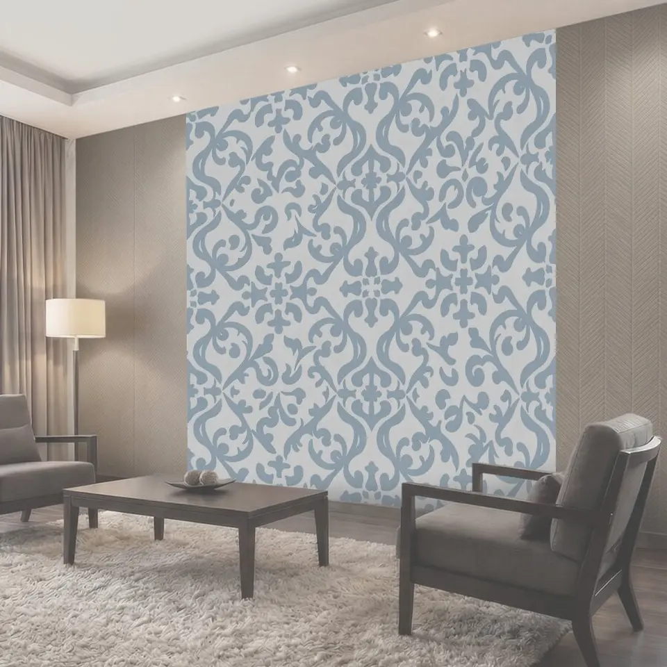 Фотообои Голубой дамаск в декоративном узоре