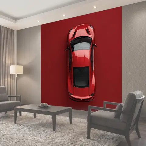 Фотообои Красный спортивный автомобиль сверху