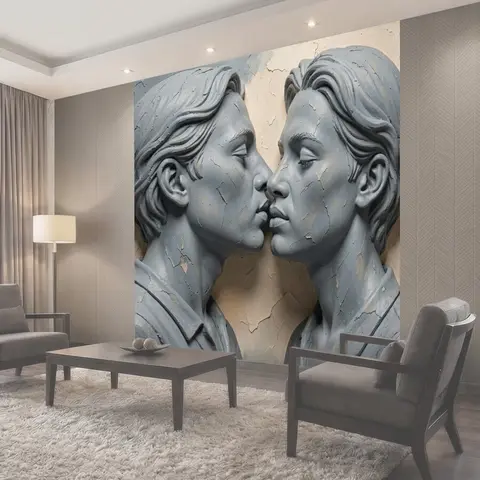 Фотообои Скульптурные профили в поцелуе