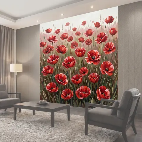 Фотообои Красные маки в поле