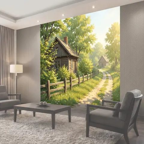 Фотообои Уютная деревенская улица летом