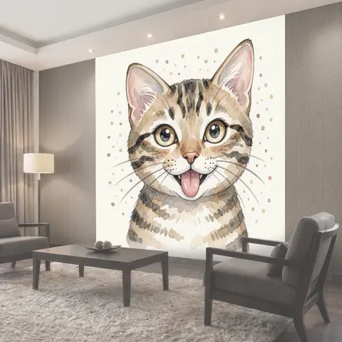Фотообои Акварельный котенок с голубыми глазами
