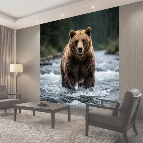 Фотообои Бурый медведь в реке