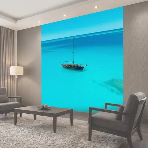 Фотообои Одна ладья на бирюзовом море