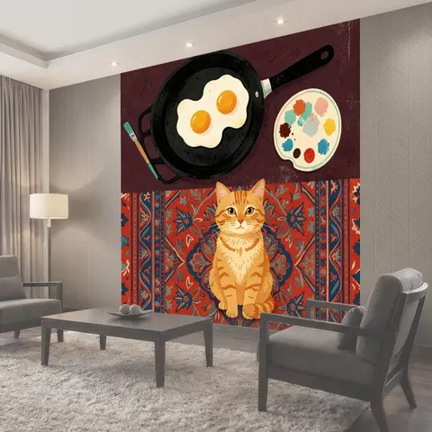 Фотообои Кот на восточном ковре