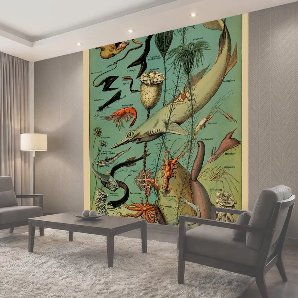 Фотообои Fish Vintage Арт Принт Красивый набор различных видов рыб