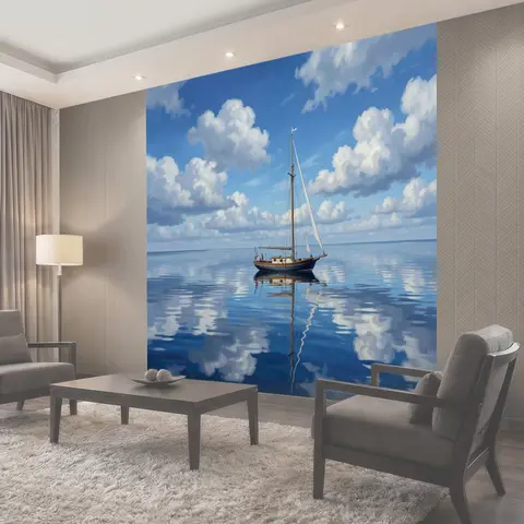 Фотообои Парусник на синем море
