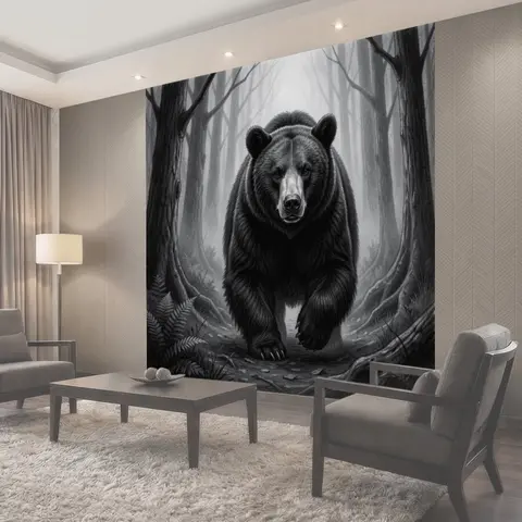 Фотообои Медведь в туманной чаще