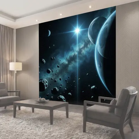 Фотообои Космос с планетами и астероидами