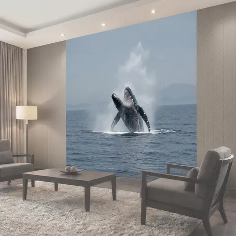 Фотообои Горбатый кит выпрыгивает из моря