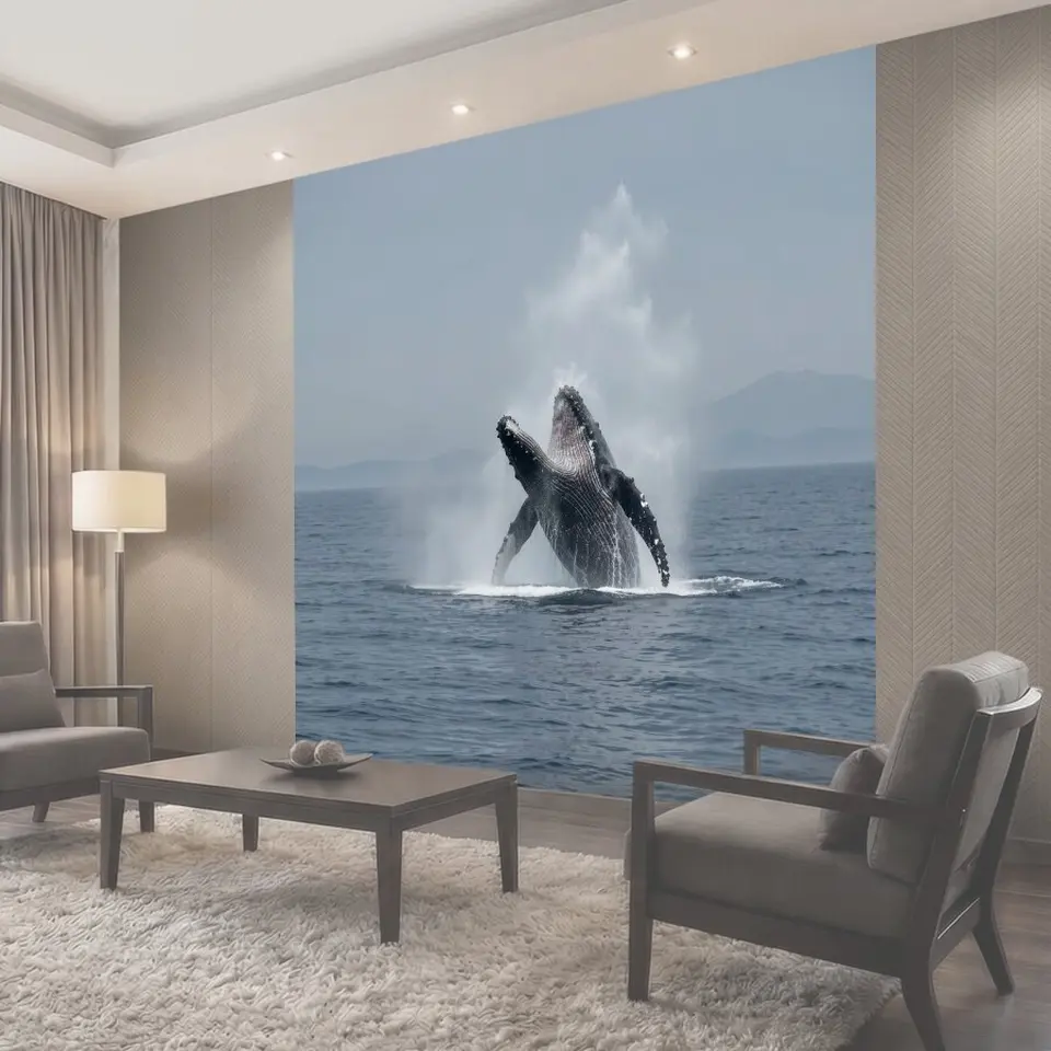 Фотообои Горбатый кит выпрыгивает из моря