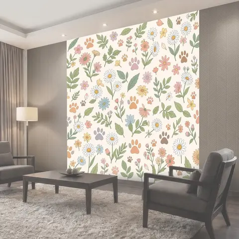 Фотообои Пахучий полевой сад и следы лап