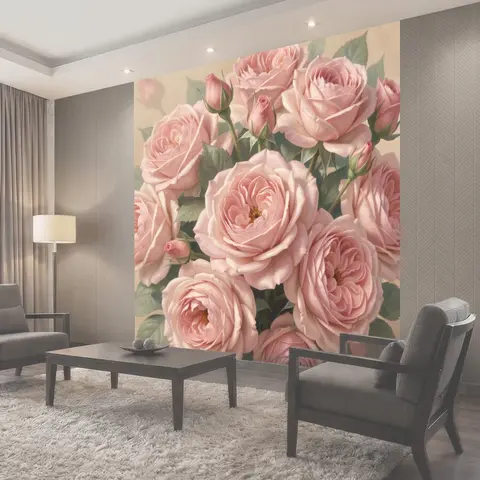Фотообои Нежно-розовые садовые розы