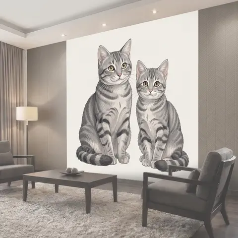 Фотообои Два серых кота с полосками