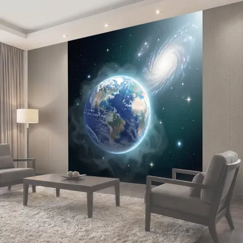Фотообои Земля и спиральная галактика