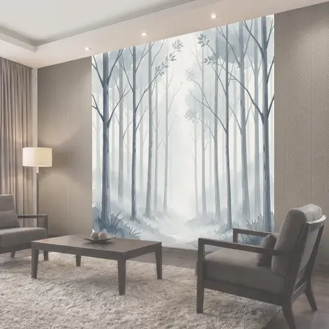 Фотообои Тихий лес в голубых тонах
