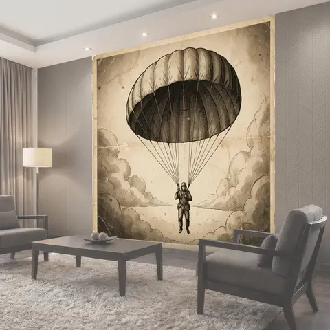 Фотообои Парашютист в облаках
