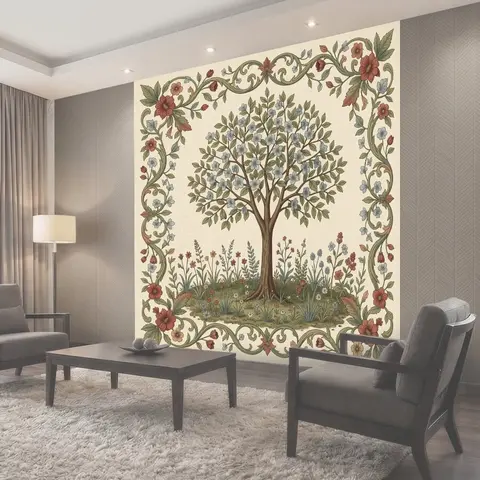 Фотообои Цветущее дерево в floral орнаменте