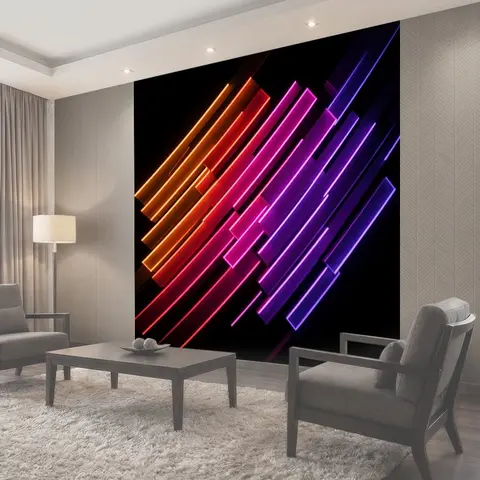 Фотообои Неоновые диагональные световые полосы