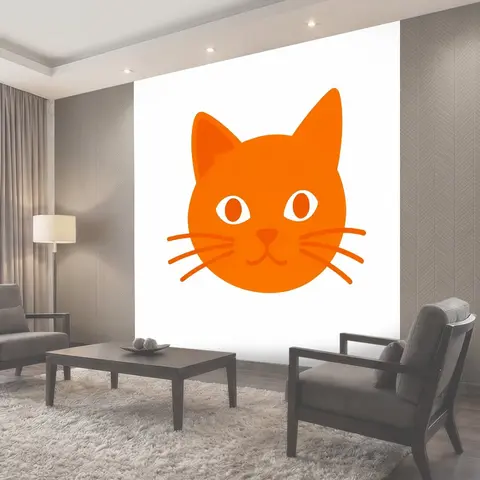 Фотообои Мультяшный рыжий кот с усами