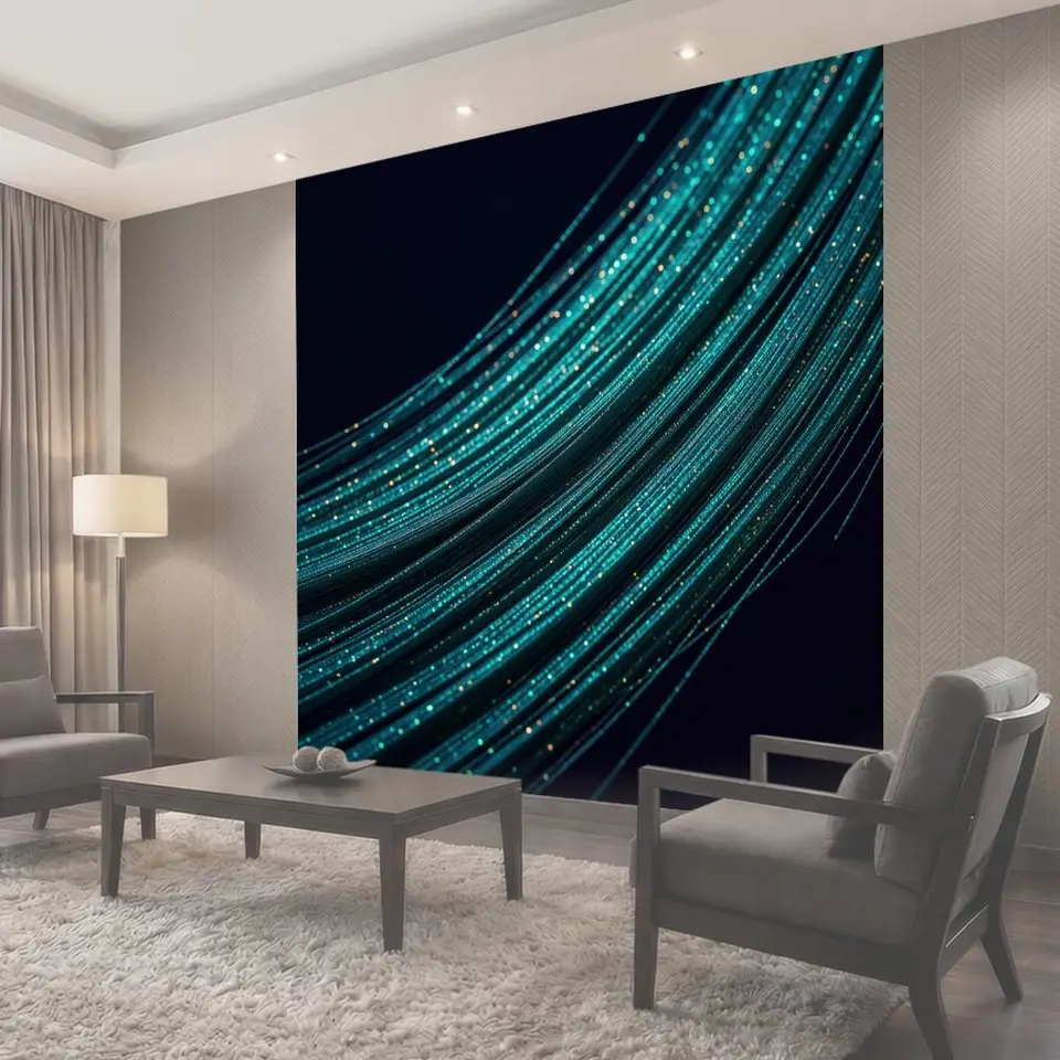 Фотообои Бирюзовые световые линии