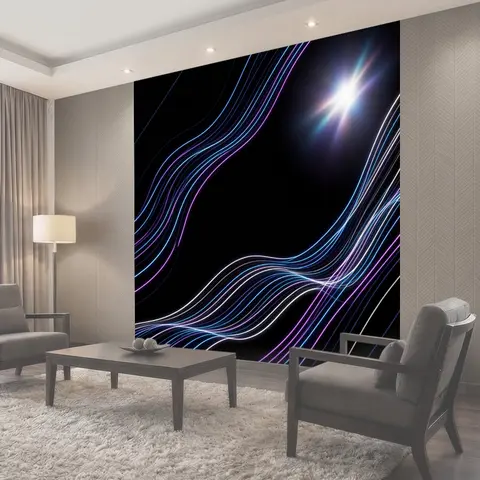 Фотообои Неоновые световые волны в темноте