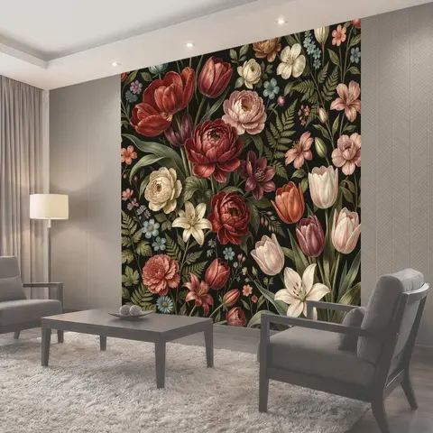 Фотообои Цветочный орнамент с тюльпанами