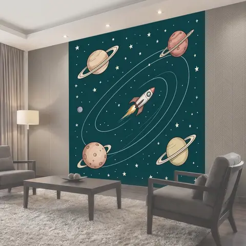 Фотообои Космический полёт среди планет