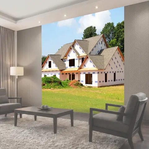 Фотообои Новый дом, строительство, строитель