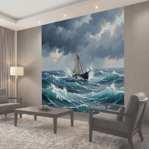 Фотообои Парусник в бурном море