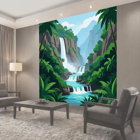 Фотообои Тропический водопад в джунглях