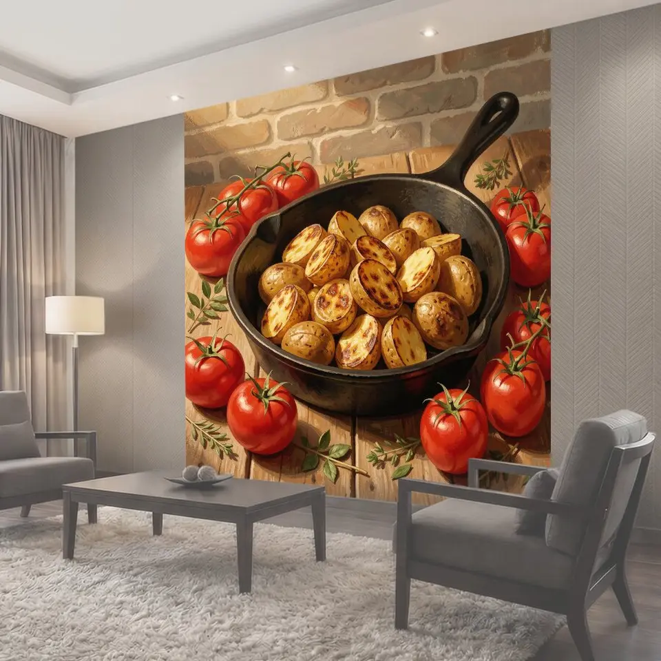 Фотообои Жареный картофель, томаты и розмарин