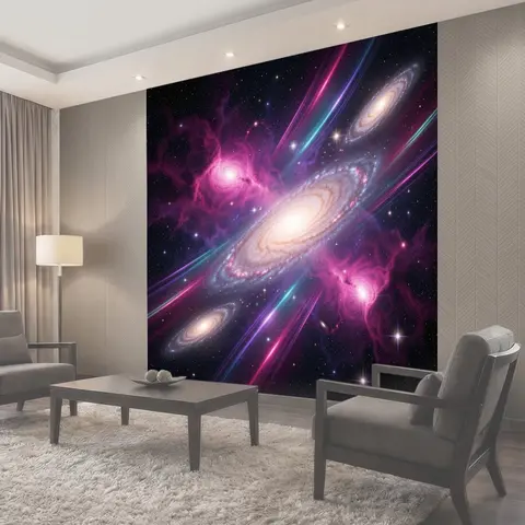 Фотообои Космические галактики и неоновые лучи