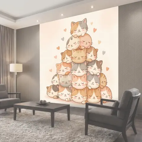 Фотообои Пирамида из спящих котят