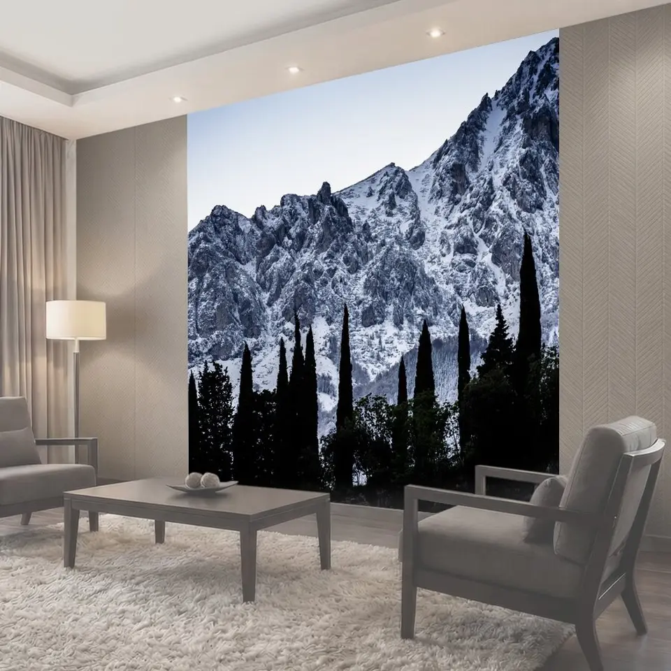 Фотообои Горы, снег, лес